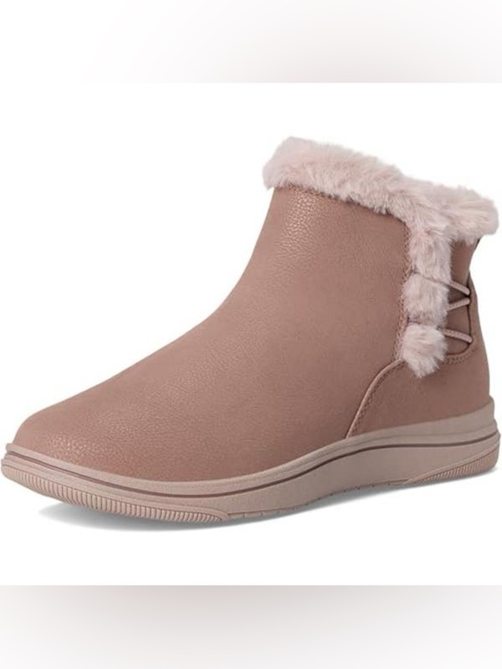 Clarks Women's Breeze Fur Round Toe Booties Mauve Pink Size 9.5M